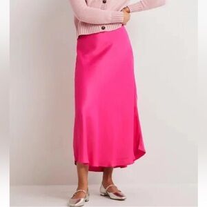 Boden Women’s Size 2 Pink Satin Bias-cut Midi Skirt New With Tags
